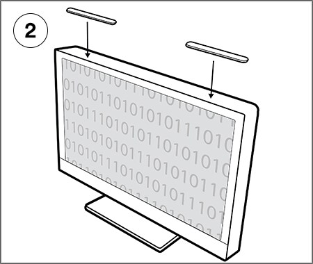 Step 2 of Installation illustrations for COMPLY™ Magnetic Attach for Monitors
