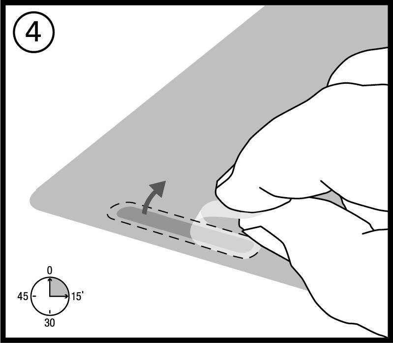 Remove plastic backing from COMPLY adhesive strips
