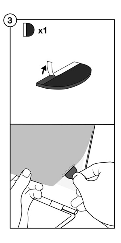 Applying optional flip tab for  COMPLY™ attachment to Macbook
